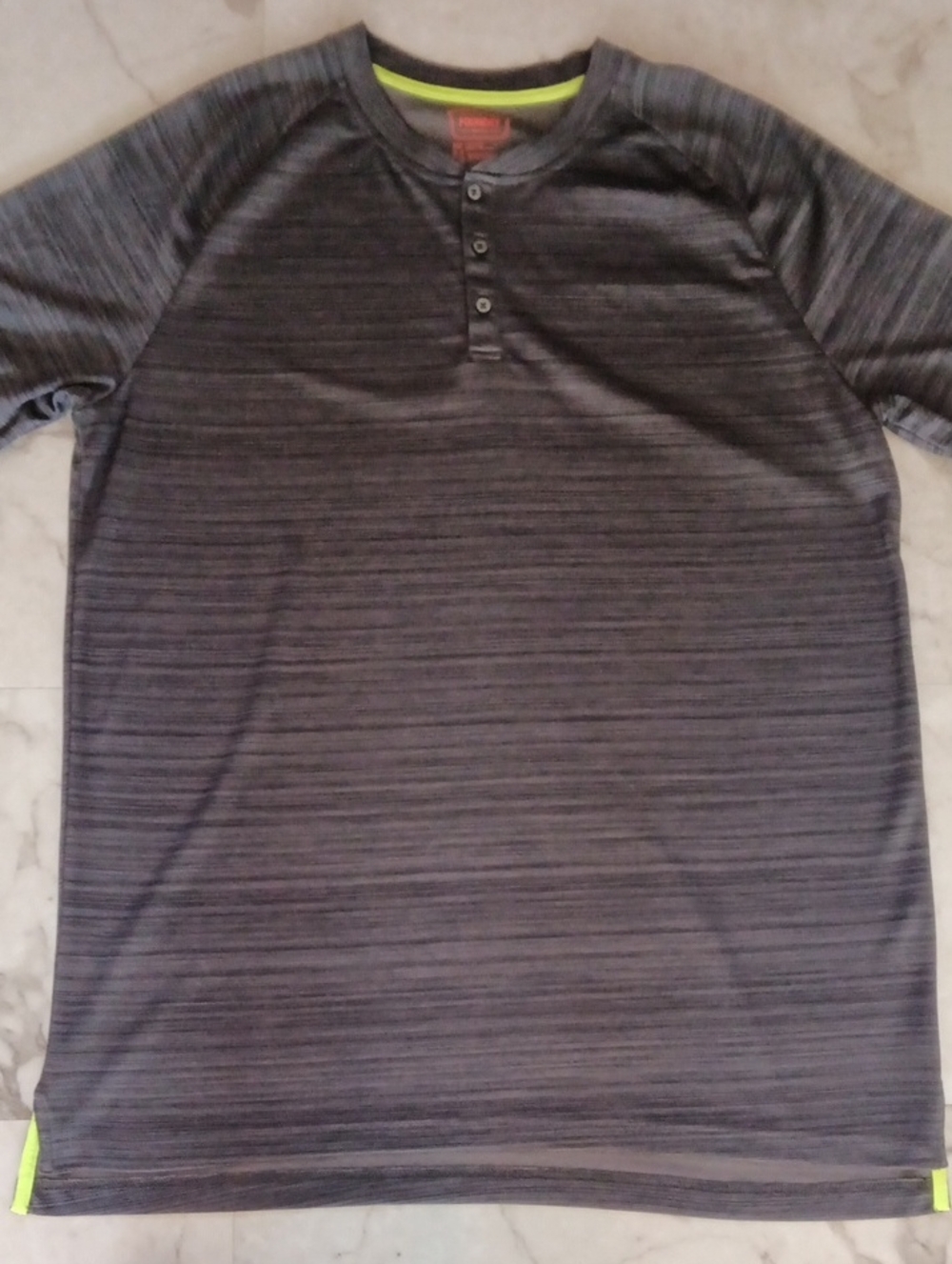 The Foundry Supply Co. Charcoal Heather Short-Sleeve Henley with Neon Accent